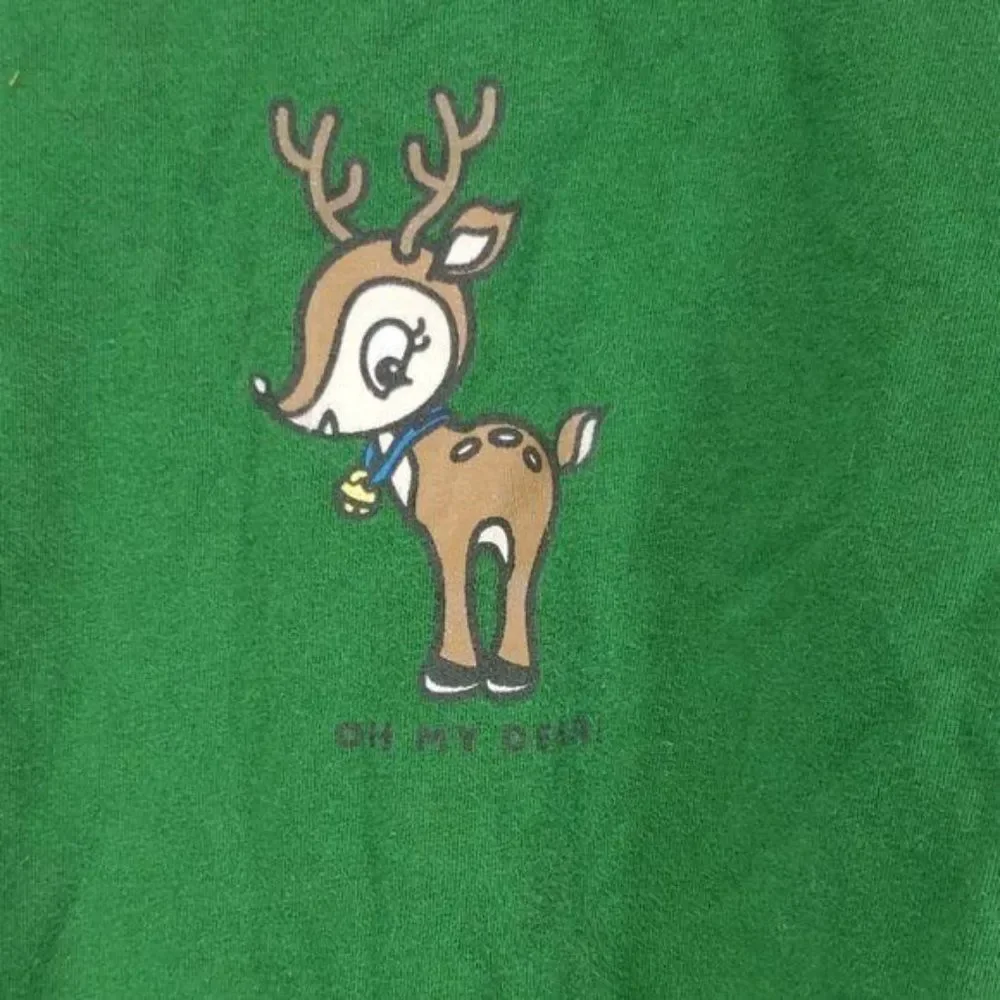 Old Navy Perfect Fit Green Oh My Deer Long Sleeve Shirt‎ size Large